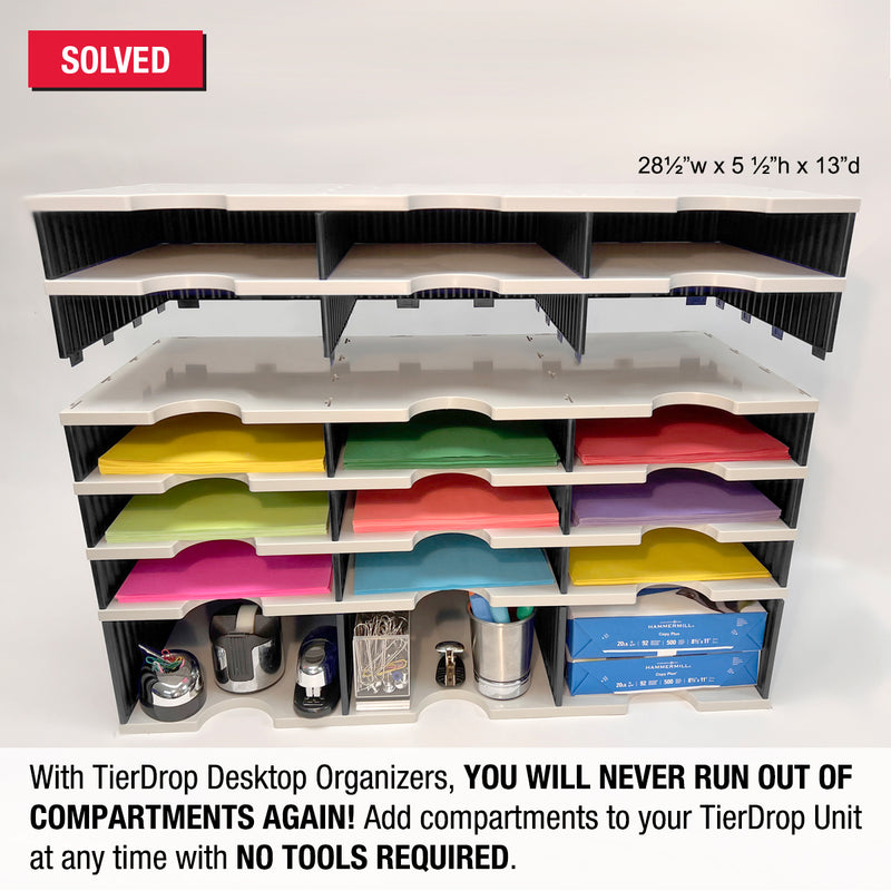 Ultimate Office TierDrop™ Add-On Tier. 6 Compartment (for Any 3-Wide TierDrop Organizer) - Lifetime Guarantee!