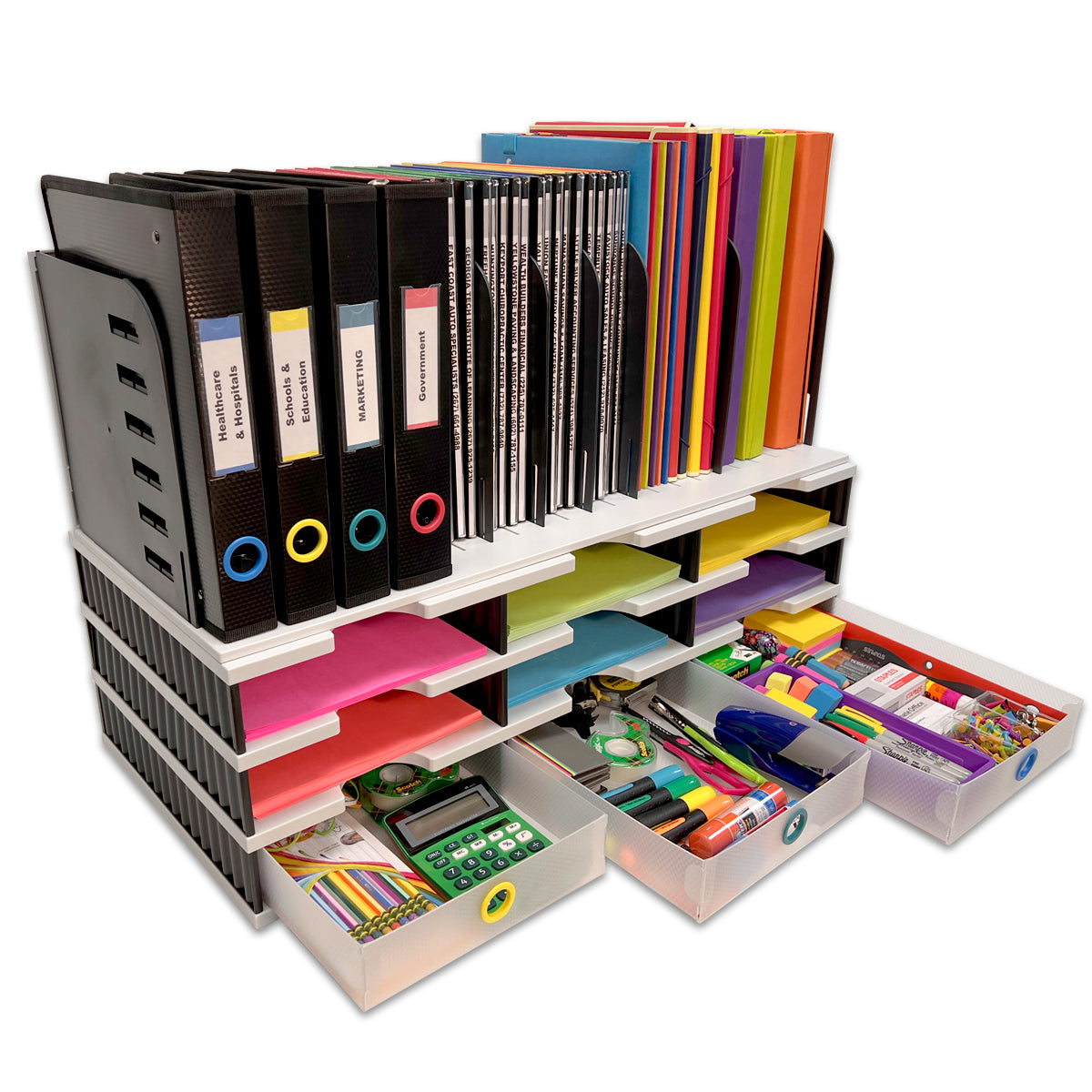 TierDrop Desktop Organizer Hanging File with 9 Letter Trays