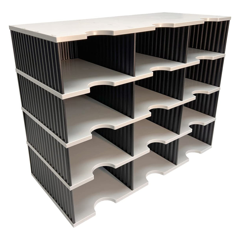 Ultimate Office Tierdrop Desktop Organizer. 12-Compartment High Capacity Mail, Classroom and Literature Sorter, Features Extra High Slots for Bulky Packages & Supplies. Add-On Tiers for Easy Expansion