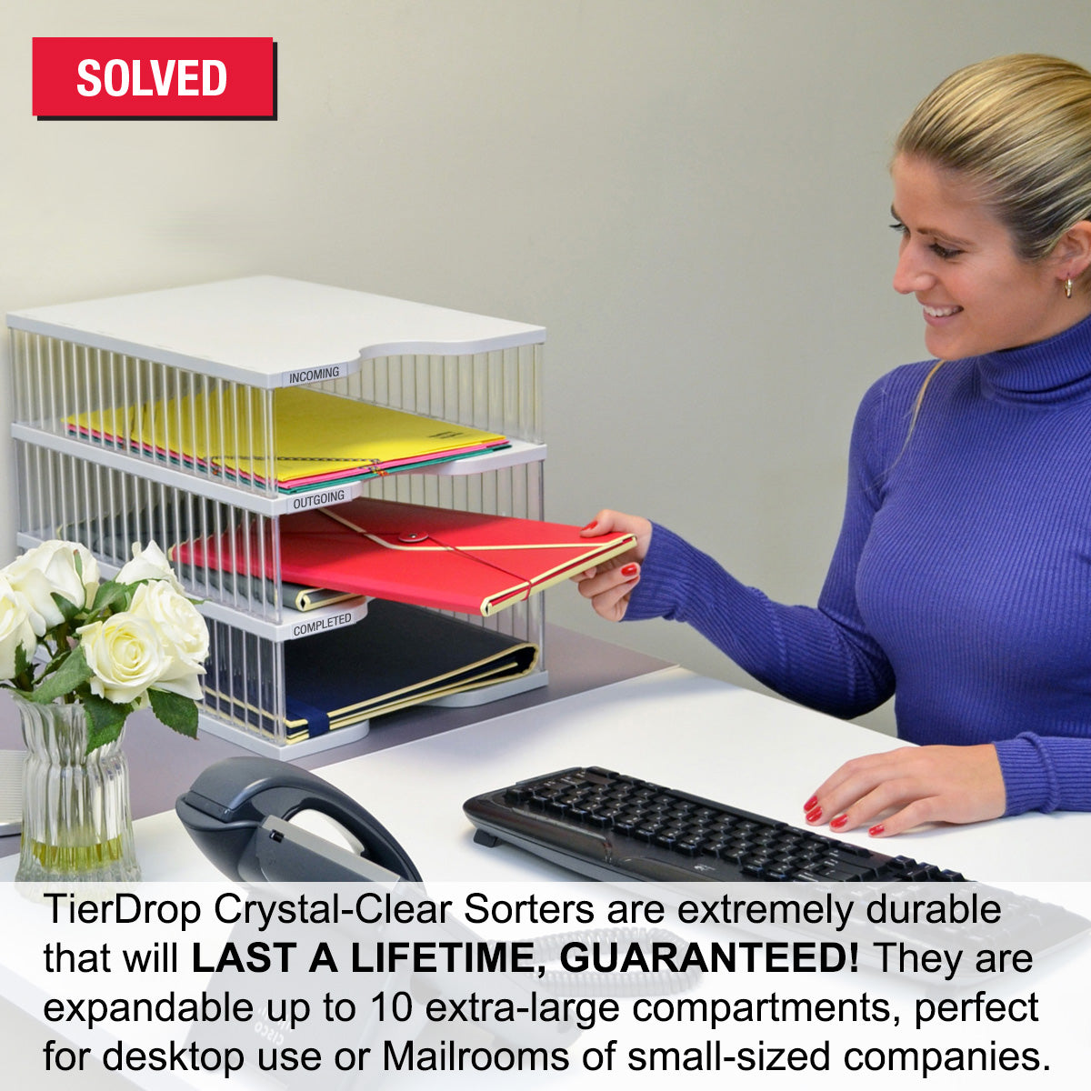 Ultimate Office TierDrop™ Desktop Organizer Document, Forms, Mail, and  Classroom Sorter. 28 Extra Large, (4w x 7h), Crystal Clear Compartments  with
