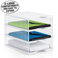 Ultimate Office TierDrop™ Desktop Organizer Document, Forms, Mail, and Classroom Sorter. 3 Extra Large, (1w x 3h), Crystal Clear Compartments with Optional Add-On Tiers for Easy Expansion - Lifetime Guarantee!