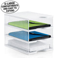 Ultimate Office TierDrop™ Desktop Organizer Document, Forms, Mail, and Classroom Sorter. 3 Extra Large, (1w x 3h), Crystal Clear Compartments with Optional Add-On Tiers for Easy Expansion - Lifetime Guarantee!