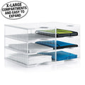 Ultimate Office TierDrop™ Desktop Organizer Document, Forms, Mail, and Classroom Sorter. 6 Extra Large, (2w x 3h), Crystal Clear Compartments with Optional Add-On Tiers for Easy Expansion - Lifetime Guarantee!