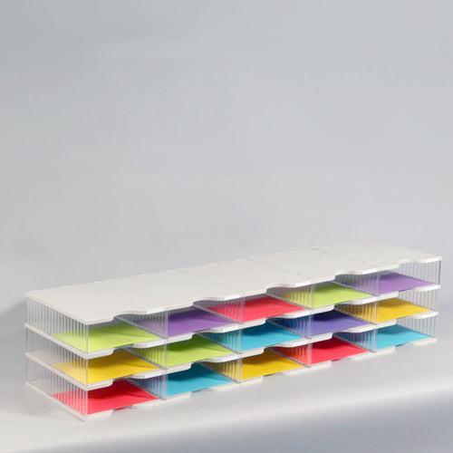 Ultimate Office TierDrop Crystal Clear Literature Organizer, Forms, Mail, Classroom Sorter. 15 Compartment (5w x 3h) With Optional Add-On Tiers for Easy Expansion