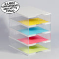 Ultimate Office TierDrop™ Desktop Organizer Document, Forms, Mail, and Classroom Sorter. 4 Extra Large, (1w x 4h), Crystal Clear Compartments with Optional Add-On Tiers for Easy Expansion - Lifetime Guarantee!