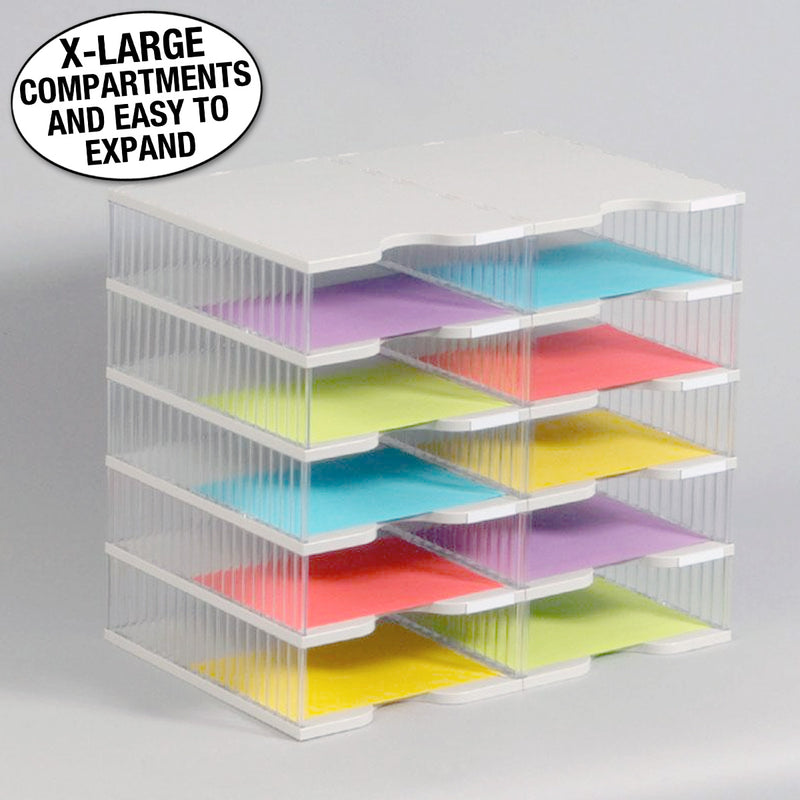 Ultimate Office TierDrop™ Desktop Organizer Document, Forms, Mail, and Classroom Sorter. 10 Extra Large, (2w x 5h), Crystal Clear Compartments with Optional Add-On Tiers for Easy Expansion - Lifetime Guarantee!