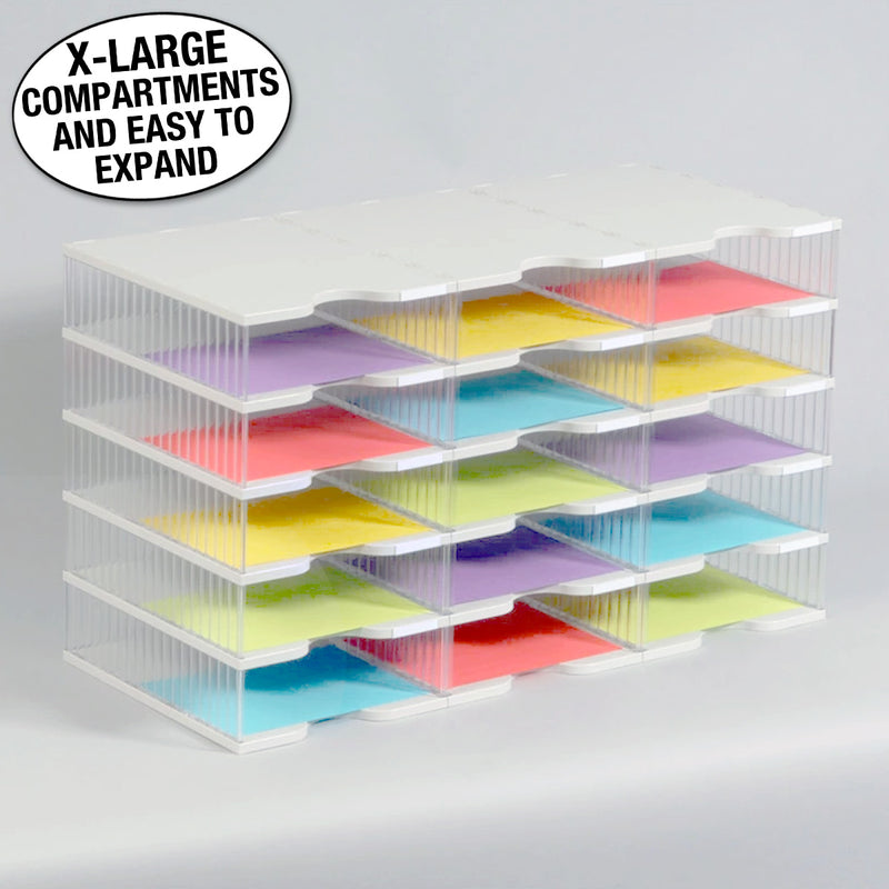 Ultimate Office TierDrop™ Desktop Organizer Document, Forms, Mail, and Classroom Sorter. 15 Extra Large, (3w x 5h), Crystal Clear Compartments with Optional Add-On Tiers for Easy Expansion - Lifetime Guarantee!