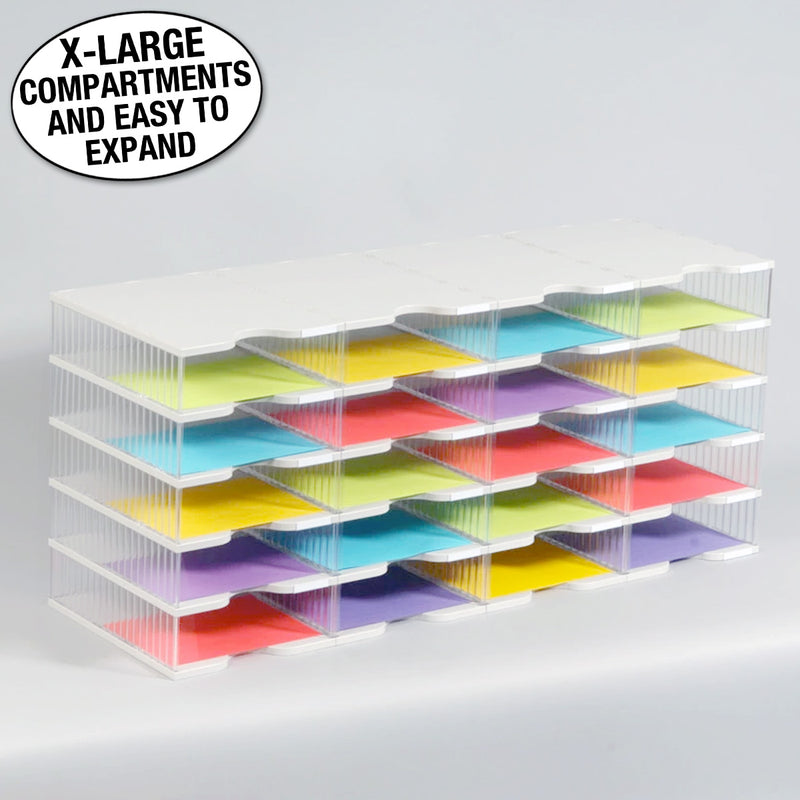 Ultimate Office TierDrop™ Desktop Organizer Document, Forms, Mail, and Classroom Sorter. 20 Extra Large, (4w x 5h), Crystal Clear Compartments with Optional Add-On Tiers for Easy Expansion - Lifetime Guarantee!