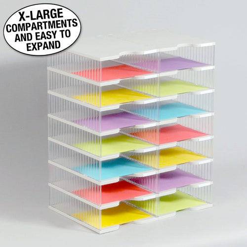Ultimate Office TierDrop™ Desktop Organizer Document, Forms, Mail, and Classroom Sorter. 14 Extra Large, (2w x 7h), Crystal Clear Compartments with Optional Add-On Tiers for Easy Expansion - Lifetime Guarantee!