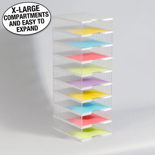 Ultimate Office TierDrop™ Desktop Organizer Document, Forms, Mail, and Classroom Sorter. 9 Extra Large, (1w x 9h), Crystal Clear Compartments with Optional Add-On Tiers for Easy Expansion - Lifetime Guarantee!
