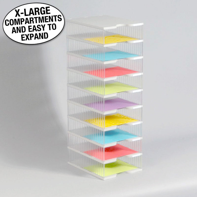Ultimate Office TierDrop™ Desktop Organizer Document, Forms, Mail, and Classroom Sorter. 9 Extra Large, (1w x 9h), Crystal Clear Compartments with Optional Add-On Tiers for Easy Expansion - Lifetime Guarantee!