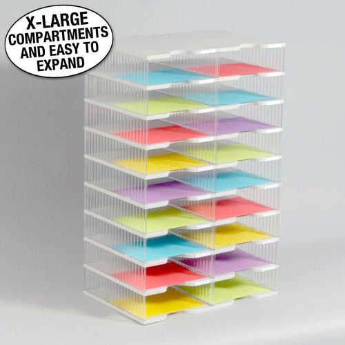Ultimate Office TierDrop™ Desktop Organizer Document, Forms, Mail, and Classroom Sorter. 18 Extra Large, (2w x 9h), Crystal Clear Compartments with Optional Add-On Tiers for Easy Expansion - Lifetime Guarantee!