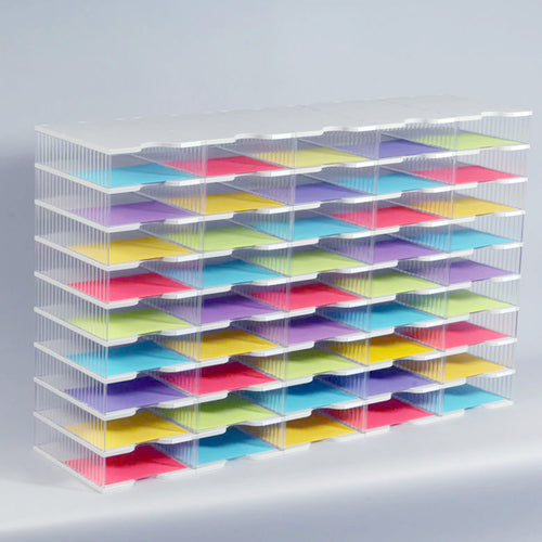 Ultimate Office TierDrop Crystal Clear Literature Organizer, Forms, Mail, Classroom Sorter. 45 Compartment (5w x 9h) With Optional Add-On Tiers for Easy Expansion