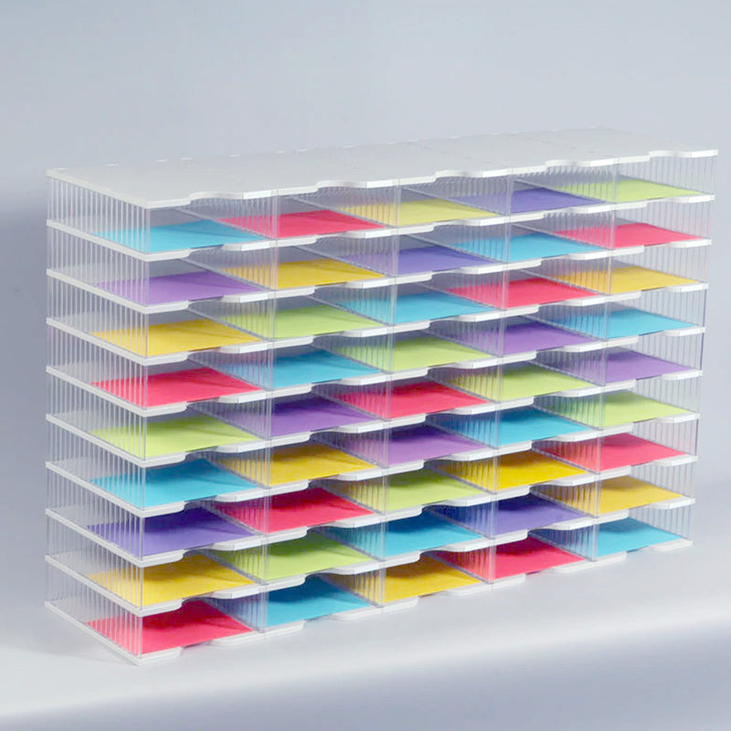 Ultimate Office TierDrop Crystal Clear Literature Organizer, Forms, Mail, Classroom Sorter. 45 Compartment (5w x 9h) With Optional Add-On Tiers for Easy Expansion