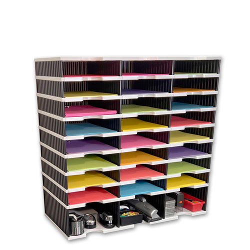 Ultimate Office TierDrop™ PLUS 24-Slot with Riser Storage Base, 28 ½"w Literature, Forms, Mail and Classroom Sorter