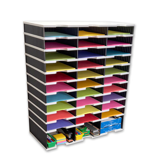 Ultimate Office TierDrop™ PLUS 30-Slot with Riser Storage Base, 28 ½"w Literature, Forms, Mail and Classroom Sorter
