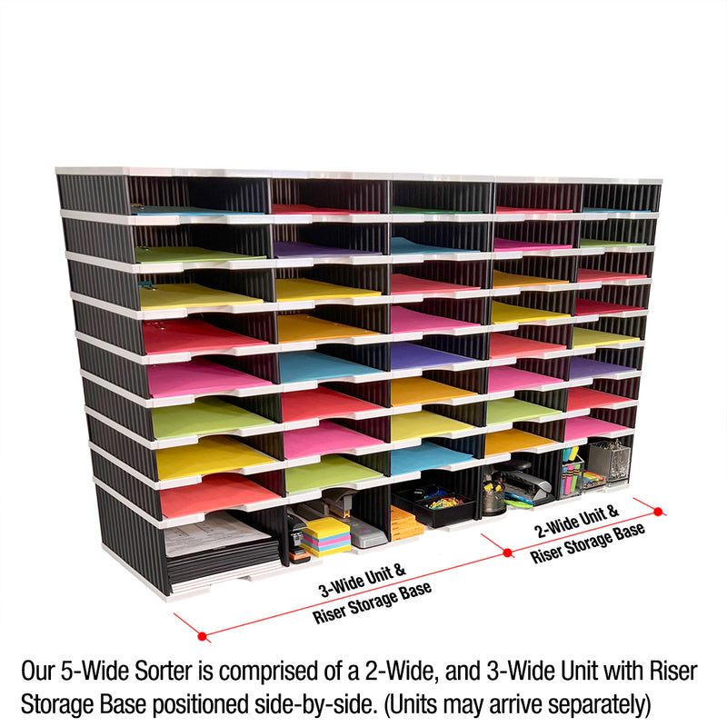 Ultimate Office TierDrop™ PLUS 40-Slot with Riser Storage Base, 47-1/2" Literature, Forms, Mail and Classroom Sorter