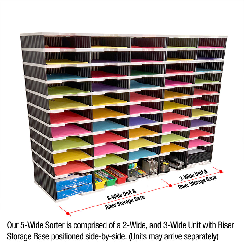 Ultimate Office TierDrop™ PLUS 50-Slot with Riser Storage Base, 47-1/2" Literature, Forms, Mail and Classroom Sorter