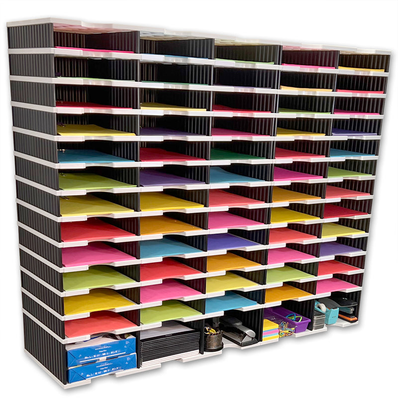 Ultimate Office TierDrop™ PLUS 60-Slot with Riser Storage Base, 47-1/2" Literature, Forms, Mail and Classroom Sorter