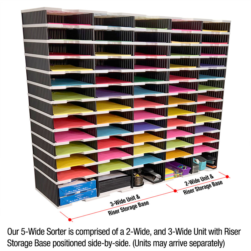 Ultimate Office TierDrop™ PLUS 60-Slot with Riser Storage Base, 47-1/2" Literature, Forms, Mail and Classroom Sorter