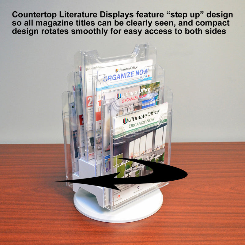 6-Pocket Revolving Countertop Literature Display, Clear