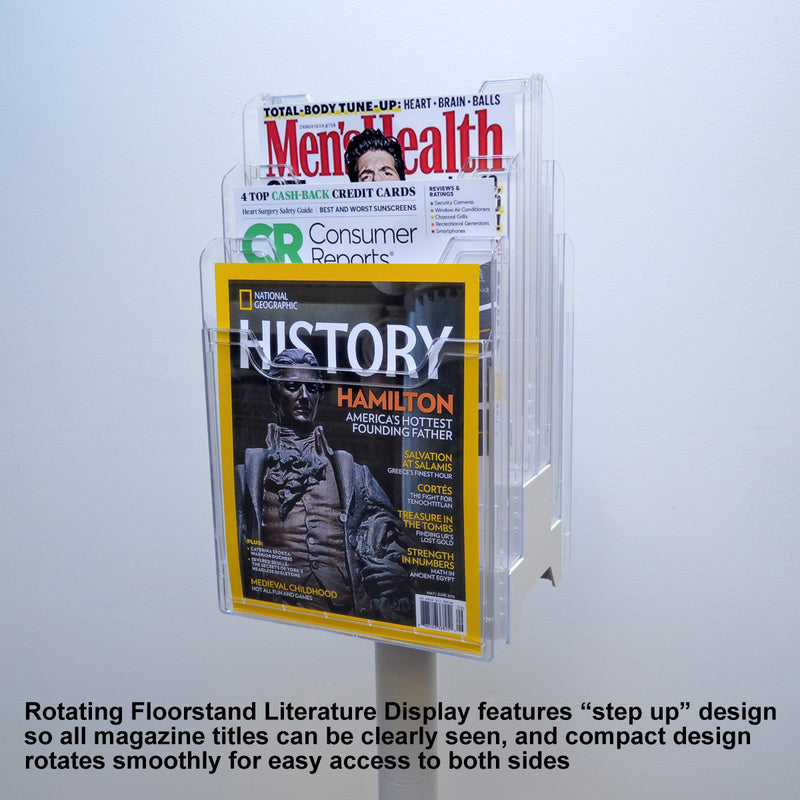 6-Pocket Revolving Literature Display PLUS+ Label Holder (pack of 8), Clear