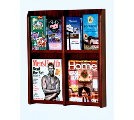 4 Magazine/8 Brochure Acrylic & Oak Wall Display