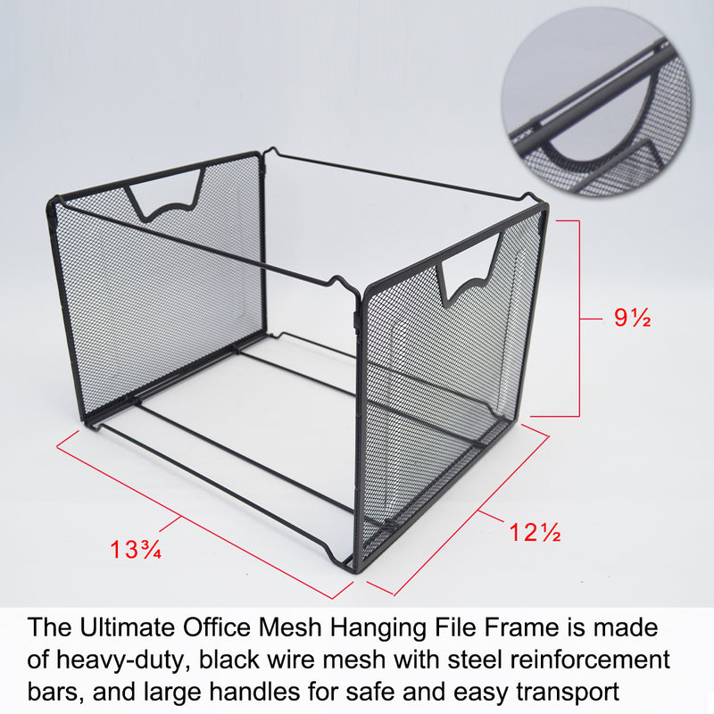 Ultimate Office Mesh Hanging File Organizer complete with 5 (or 10 or 15), Black or Frost MagniFiles™ with Assorted Color Indexes