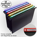 Ultimate Office Mesh Hanging File Organizer complete with 5 (or 10 or 15), Black or Frost MagniFiles™ with Assorted Color Indexes
