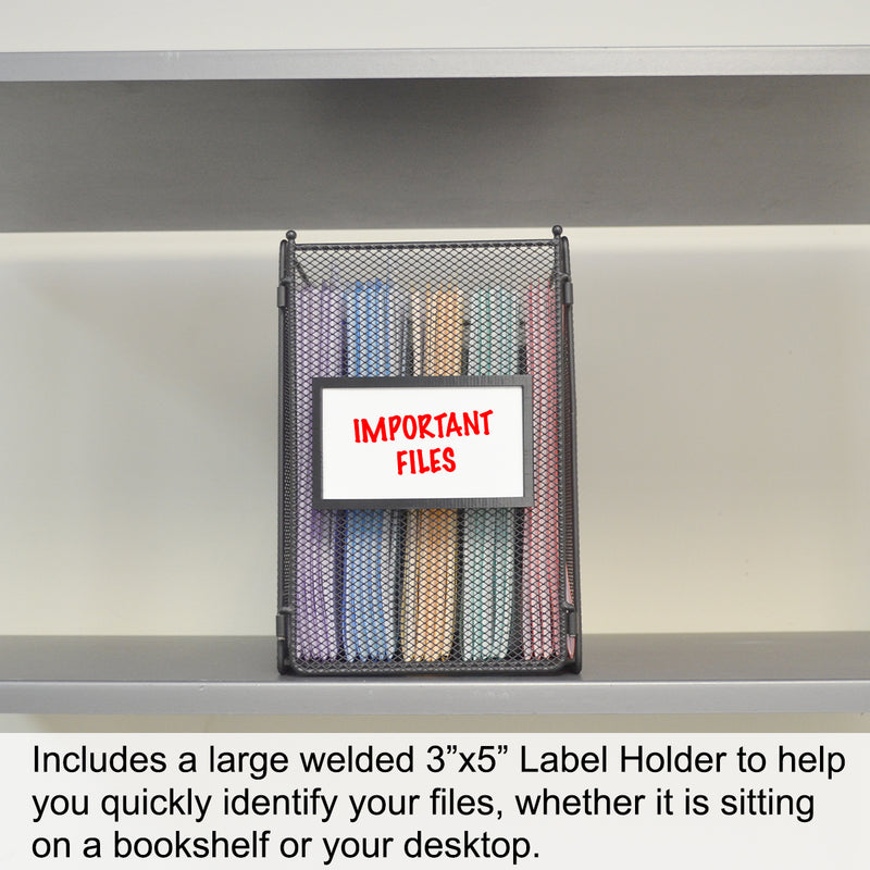 Ultimate Office Mini Mesh Desktop File Box Portable Project Organizer complete with 25 (or 50), 5th-Cut PocketFiles™