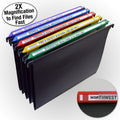 Ultimate Office MagniFile™ Hanging File Folders V-Base, Letter Size with 11" Magnified Indexes that DOUBLE THE SIZE of Your File Titles to FIND FILES FAST. Set of 5 Assorted with 25 Index Strips and AN UNCONDITIONAL LIFETIME GUARANTEE!