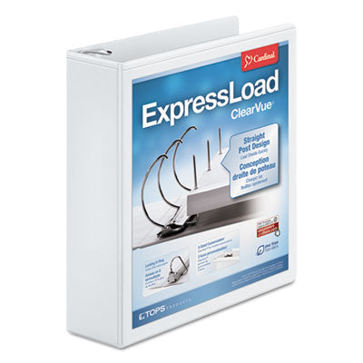 ExpressLoad ClearVue Binder w/Locking D-Rings, Letter Size, White