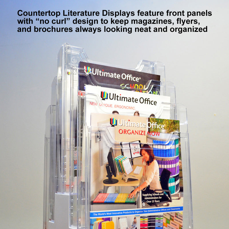 6-Pocket Revolving Literature Display PLUS+ Label Holder (pack of 8), Clear