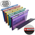 Ultimate Office MagniFile™ Hanging File Folders V-Bottom Letter Size, Set of 5 Assorted Color Magnified Indexes PLUS 18 Removable PocketFile™ Clear Poly Interior Document Folders with 3rd Cut Tabs
