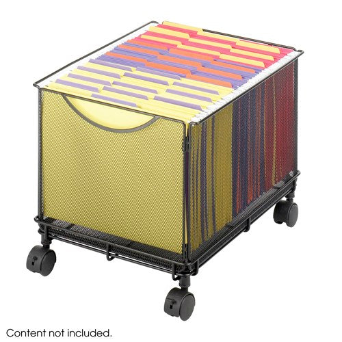 Under Desk Mobile Hanging File Cube, 13 1/2"w x 13"h x 16 3/4"d, Black