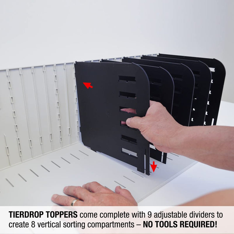 Ultimate Office TierDrop Topper™ Desktop Hanging Vertical File Organizer with 7 Vertical Sorting Slots and 9 Dividers Adjustable in 1 inch Increments