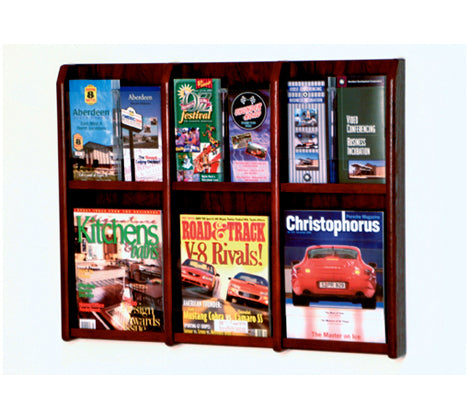 6 Magazine/12 Brochure Acrylic & Oak Wall Display