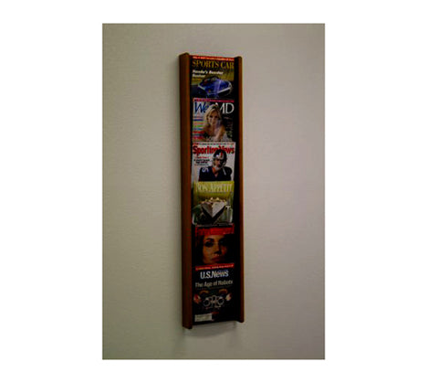 6 Pocket (6H) Acrylic & Oak Wall Display