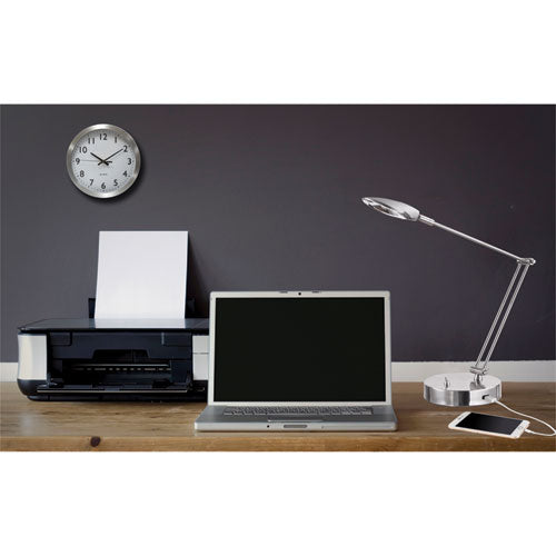 Adjustable LED Task Lamp w/USB Port, 11"w x 6 1/4"d x 26"h, Brushed Nickel