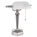 Banker's Lamp w/Post Neck, 10"w x 13 3/8"d x 16"h, Brushed Nickel