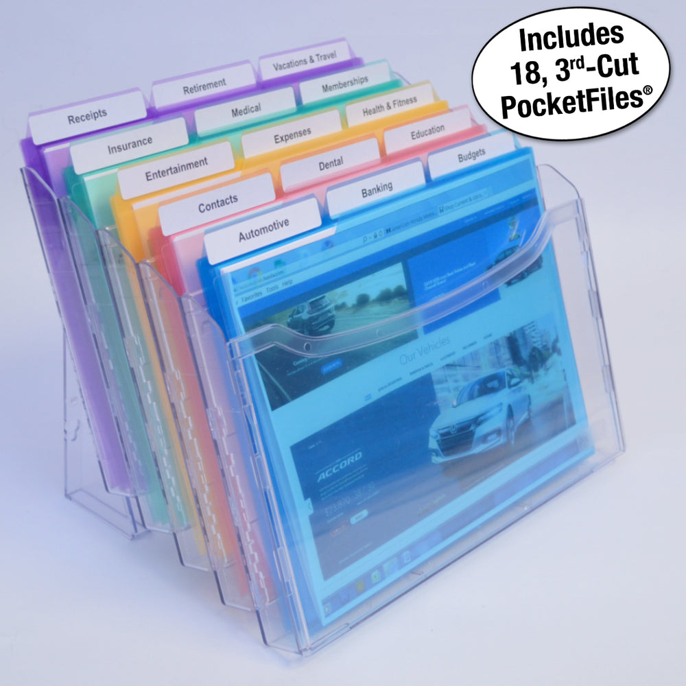 StationMate™ 5-Compartment Inclined StepUp File Desktop Organizer Includes 18, 3rd-Cut PocketFile™ Project Files