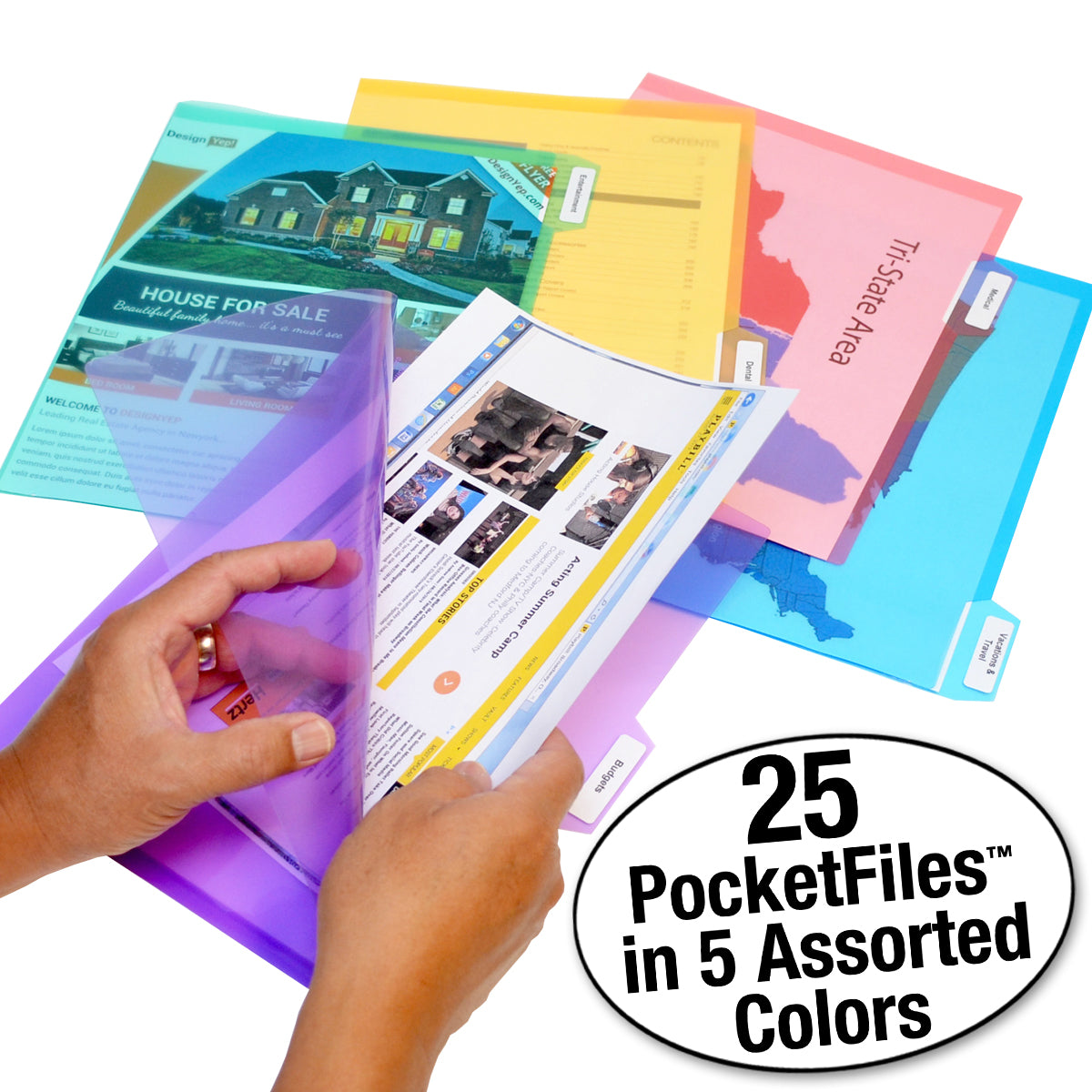 Potrait Pocket File 5th-cut letter size PocketFiles for paper organization | Ultimate Office