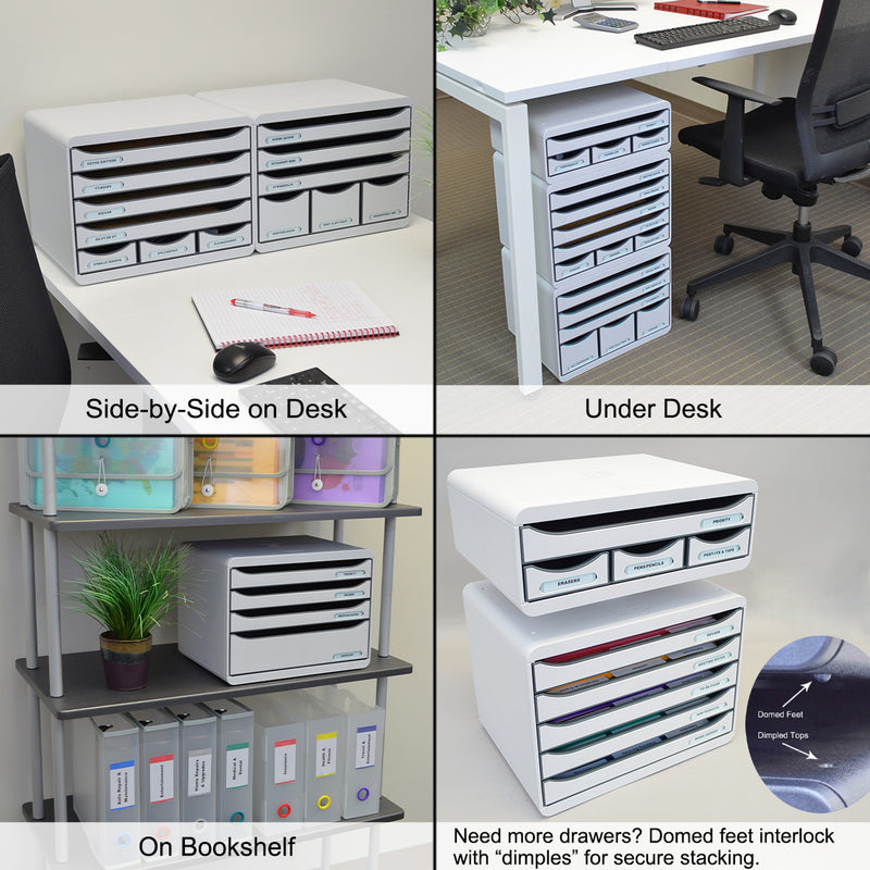 Ultimate Office MultiDrawer Monitor Stand & Office Supply Storage Box with 4 Drawers