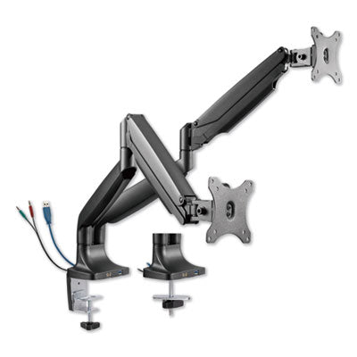 Heavy-Duty Articulating DuarlMonitor Arm w/ USB, Monitors up to 32"