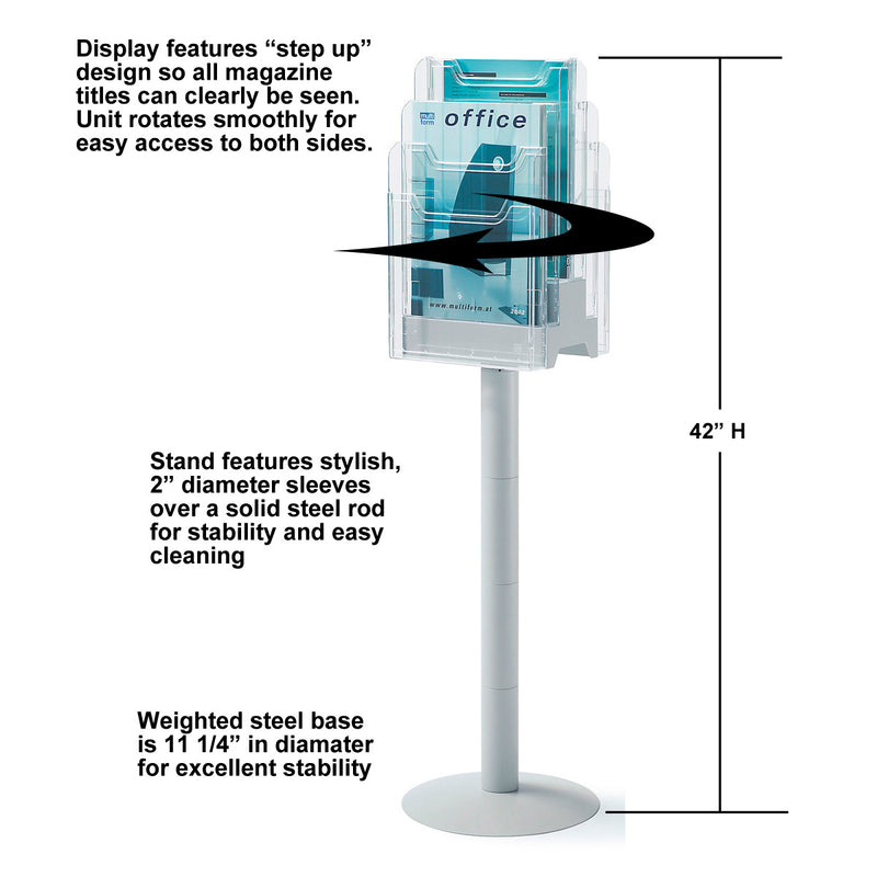 6-Pocket Revolving Literature Display PLUS+ Label Holder (pack of 8), Clear