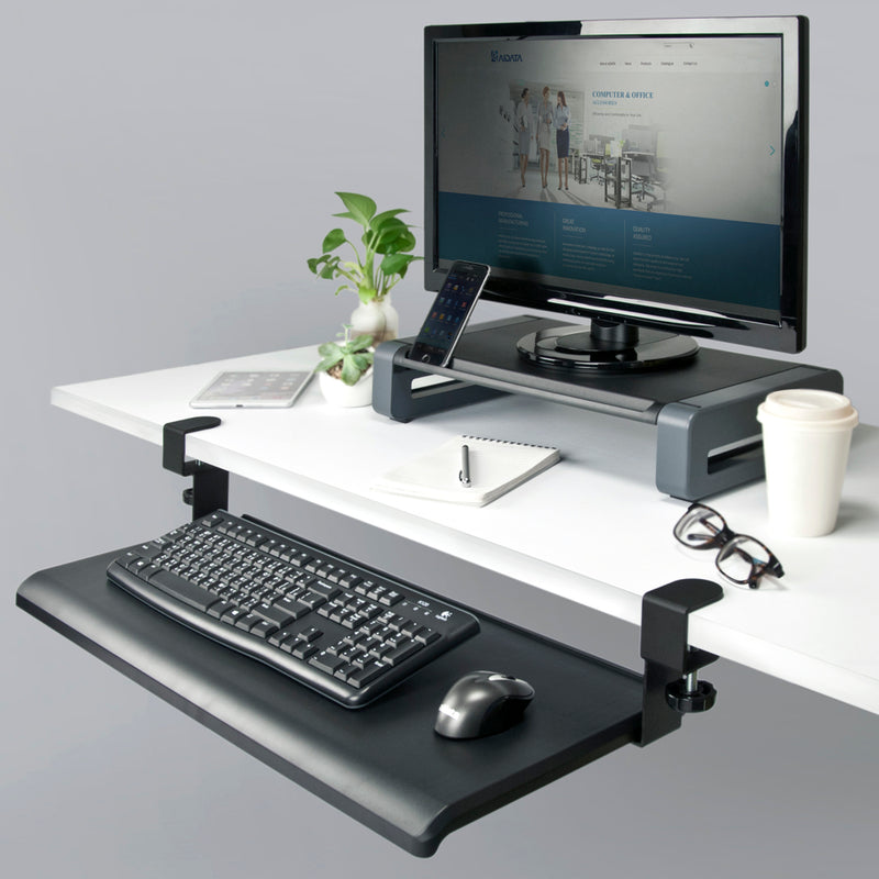 Extra-Wide Desk Clamp Keyboard Tray