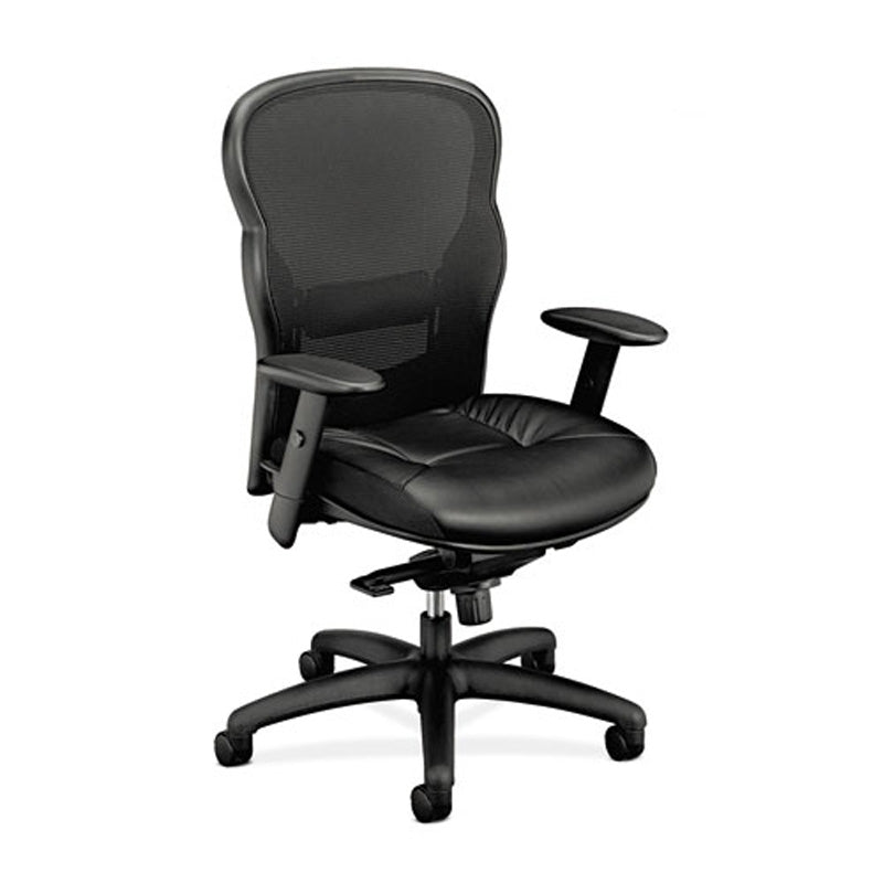 701 Mesh High-Back Work Chair, Black w/Black Leather