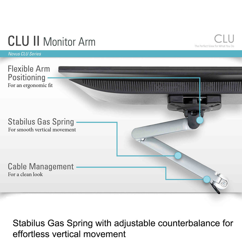 CLU Single Screen Deluxe Monitor Arm w/Extended Reach