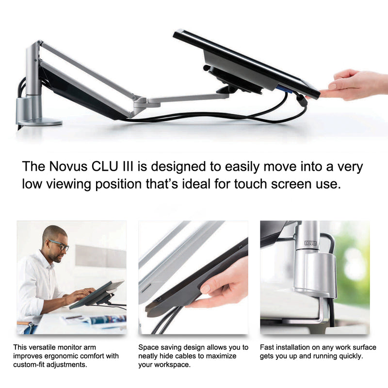 CLU Single Screen Deluxe Monitor Arm w/Extended Reach for Touchscreen Monitors