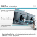 CLU Dual Screen Deluxe Monitor Arm w/Extended Reach